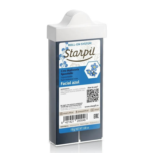 STARPIL, Воск в картридже Азуленовый (прозрачный) с узким роликом для лица, 110 гр