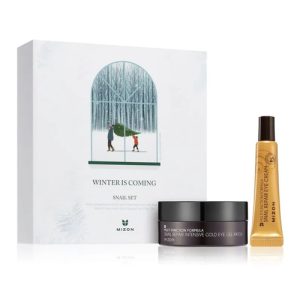 MIZON, Набор: крем для кожи вокруг глаз с экстрактом улитки, гидрогелевые патчи под глаза с муцином улитки Winter Is Coming Snail Set, 15 мл. + 60 шт