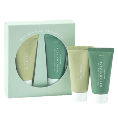 AXIS-Y Набор смываемых масок-миниатюр Mask Now Glow Later( Набор для умывания с очищением пор полыни (30 мл) + Гель-маска New Skin Resolution (30 мл)