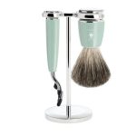 Бритвенный набор MUEHLE RYTMO, смола мятного цвета, натуральный барсучий ворс, бритва Mach3
