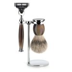 Бритвенный набор MUEHLE SOPHIST, натуральный рог, барсучий ворс высшей категории Silvertip, бритва Mach3