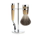 Бритвенный набор MUEHLE LISCIO, смола, цвет рога, натуральный барсучий ворс, бритва Mach3