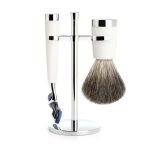 Бритвенный набор MUEHLE LISCIO, белая смола, натуральный барсучий ворс, бритва Fusion