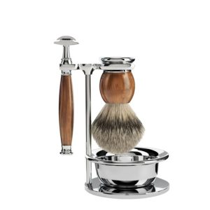 Бритвенный набор MUEHLE SOPHIST, железное дерево, барсучий ворс высшей категории Silvertip, Т-образная бритва, чаша