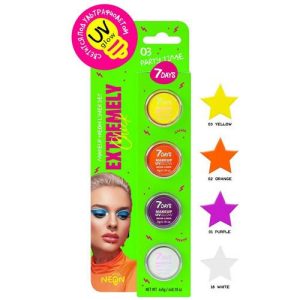 Светящаяся подводка - лайнер для век 7 days Extremely Chick UVglow neon 03 Party time 4шт