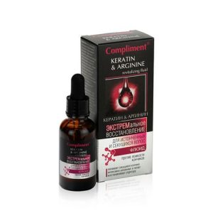 Флюид для истонченных и секущихся волос Compliment Кератин&Аргинин "Экстремальное восстановление" против ломкости 25мл