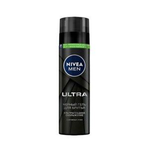 Черный гель для бритья Nivea "Ultra" с активным углем 200мл