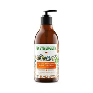 Натуральное жидкое мыло для рук и тела Synergetic "карамельное яблоко и Ваниль" 380мл