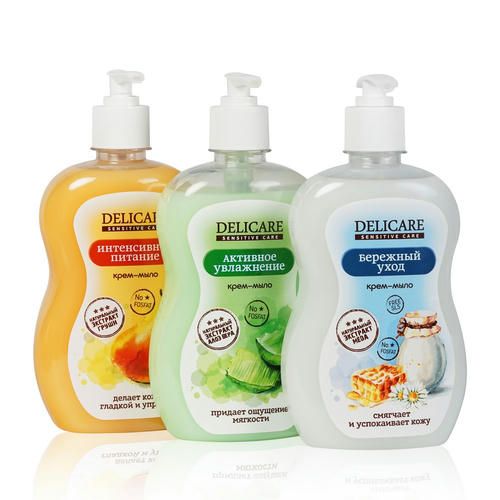 Жидкое крем - мыло для рук Delicare Sensitive Care "активное увлажнение" 500мл — изображение 4