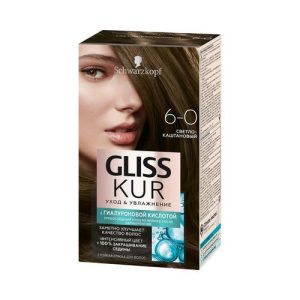 Стойкая краска для волос Gliss Kur Уход & увлажнение с гиалуроновой кислотой 6-0 Светло-каштановый