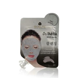 Маска для лица Skinlite глиняная Пузырьковая "древесный уголь" 15г