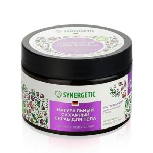 Натуральный сахарный скраб для тела Synergetic "цветущий инжир и лотос" 300мл