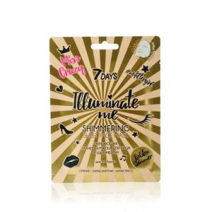 Мерцающая тканевая маска для лица 7 days Illuminate me " Miss crazy " с золотым шиммером 25г