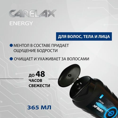Мужской гель для душа Carelax Energy "Морозная энергия" 3 в 1 365мл — изображение 5