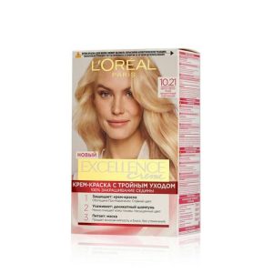 Крем - краска L`Oreal Paris Excellence Creme стойкая для волос 10.21 Светло-светло-русый перламутровый осветляющий