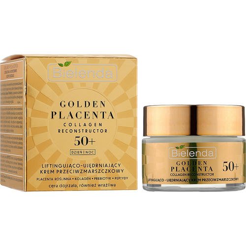 Bielenda Golden Placenta Collagen Reconstructor - Подтягивающий и укрепляющий крем против морщин 50+, 50 мл. — изображение 2