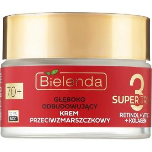 Bielenda Super Trio Retinol + Vit C + Kolagen - Глубоко восстанавливающий крем для лица против морщин 70+, 50 мл.