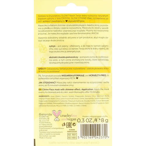 Bielenda Crystal Glow Citrine Face Mask - Освежающая и детоксифицирующая маска с эффектом мерцания, 8 г. — изображение 2