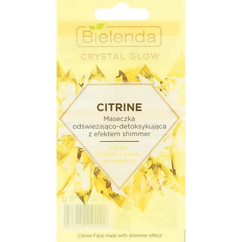 Bielenda Crystal Glow Citrine Face Mask - Освежающая и детоксифицирующая маска с эффектом мерцания, 8 г.