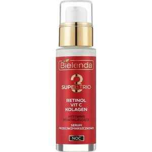 Bielenda Super Trio Retinol Vit C Kolagen - Ночная сыворотка для лица против морщин, 30 мл.