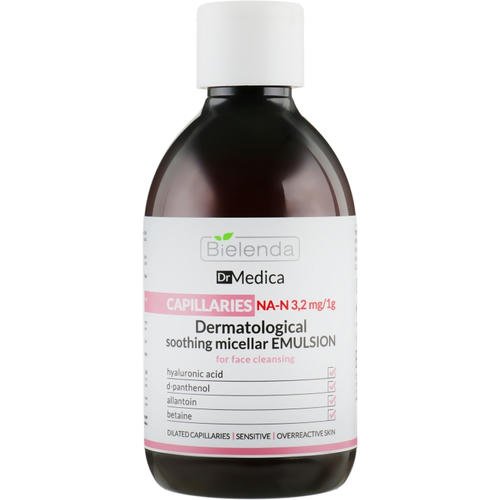 Bielenda Dr Medica Capillaries Dermatological Soothing Micellar Emulsion For Face Cleansing - Дерматологическая эмульсия, уменьшающая покраснения, гипоаллергенная, 250 г.