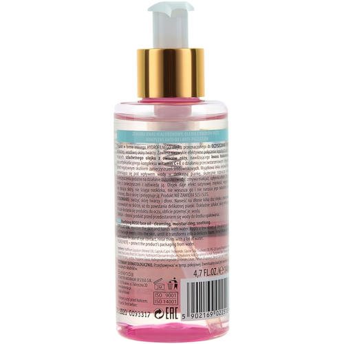 Розовое масло для умывания - Bielenda Rose Care Cleansing Face Oil For Sensitive Skin, 140 мл. — изображение 4