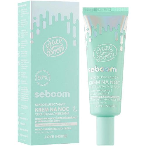 Bielenda Face Boom Seboom Micro-Exfoliating Night Face Cream - Микроотшелушивающий ночной крем для лица, 50 мл. — изображение 2