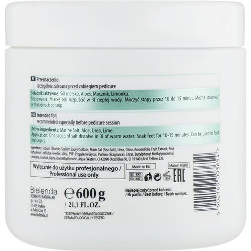 Bielenda Professional Foot Bath Salt with Lime & Mint - Соль для педикюра с лаймом и мятой, 600 г. — изображение 2