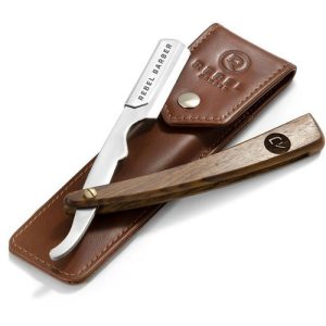 Rebel Barber Luxury - Опасная бритва со сменным лезвием с кожаным чехлом