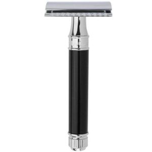 Edwin Jagger Black DE86BL - Т-образный станок для бритья Черная смола Хром