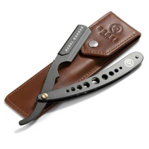 Rebel Barber Predator Black - Опасная бритва со сменным лезвием с кожаным чехлом