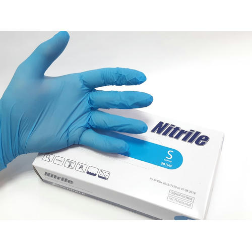 Перчатки нитрил Nitrile S голубые — изображение 3