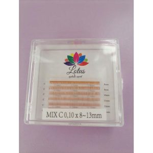 Ресницы Lotus mix белые C 0.10 8-13мм 6 полос