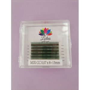 Ресницы Lotus mix зеленые CC 0.07 8-13мм 6 полос