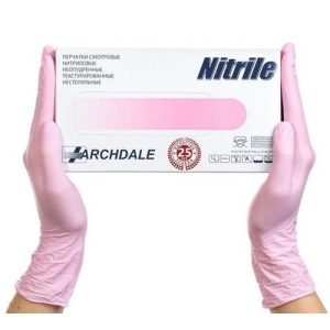 Перчатки нитрил Nitrile M розовые