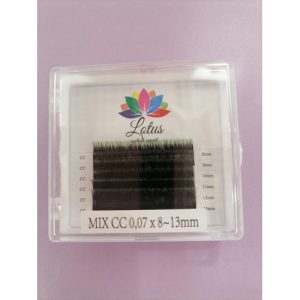 Ресницы Lotus mix черн-зел амбрэ CC 0.07 8-13мм 6 полос