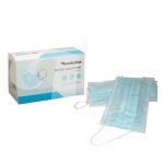 Маска 3-х слойная на резинках 100шт голубая