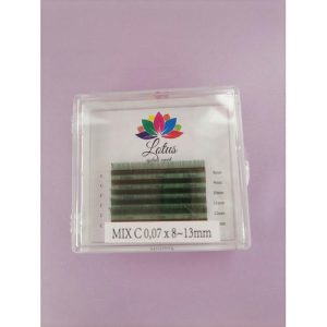 Ресницы Lotus mix зеленые C 0.07 8-13мм 6 полос
