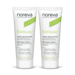 Норева Комплект Эксфолиак восстанавливающий увлажняющий крем 2х40 мл (Noreva, Exfoliac)