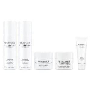 Янсен Косметикс Набор средств для интенсивного ухода за обезвоженной, сухой и зрелой кожей: скраб 50 мл + крем для век 15 мл + маска 50 мл + эмульсия 200 мл + тоник 200 мл (Janssen Cosmetics, Demanding skin)