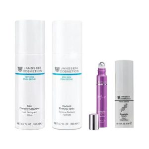 Янсен Косметикс Набор "Очищение и восстановление": очищающая эмульсия 200 мл + тоник 200 мл + концентрат для век 15 мл + сыворотка 15 мл (Janssen Cosmetics, Dry Skin)