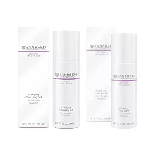 Янсен Косметикс Набор "Очищение и тонизация" для жирной и проблемной кожи: очищающий гель 200 мл + тоник 200 мл (Janssen Cosmetics, Oily skin)
