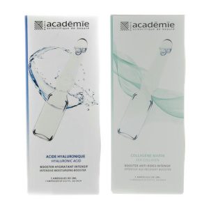 Академи Набор ампул: гиалуроновая кислота 2 мл х 7 шт + морской коллаген 2 мл х 7 шт (Academie, Ampoules)