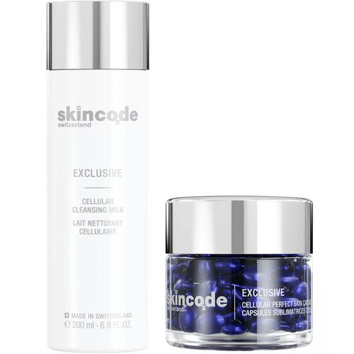 Скинкод Набор: Клеточное Очищающее молочко, 200 мл + Клеточные омолаживающие капсулы "совершенная кожа", 45 штук (Skincode, Exclusive)