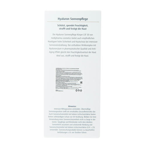 Медифарма Косметикс Солнцезащитный крем для тела SPF 30, 150 мл (Medipharma Cosmetics, Hyaluron) — изображение 3
