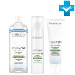 Дермедик Набор "От акне и несовершенств": мицеллярная вода, 500 мл + крем, 40 мл + ночной крем, 40 мл (Dermedic, Normacne)