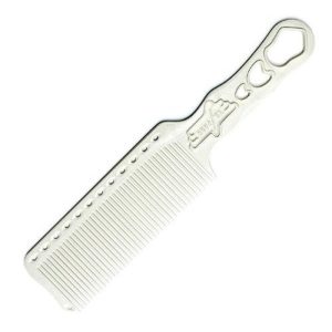 Расчёска с ручкой и тонким обушком большая синяя для стрижки под машинку