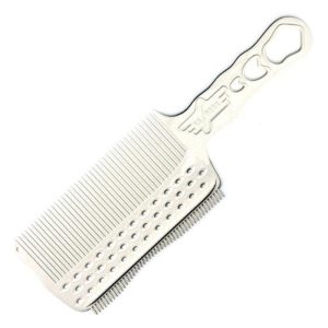 Расчёска с ручкой и,зубцами на обушке с направляющей рельсой для стрижки под машинку для левши