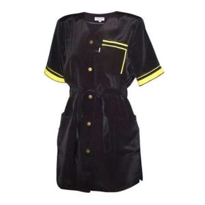 Халат для парикмахера с жёлтой каймой