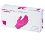 Перчатки розовые VINIL/NITRILE BLEND GLOVES нитрило-виниловые (100 штук) размер S